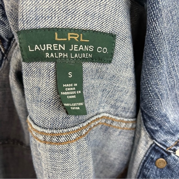 Lauren Jeans Co Denim Medium Wash Crop Denim Jacket - Picture 9 of 10